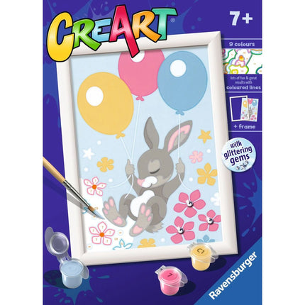 CreArt Létající zajíček s balónky (se třpytivými kamínky)