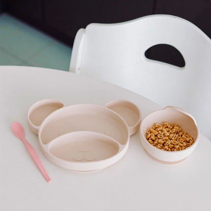 Silikonová miska s přísavkou 330 ml krémová