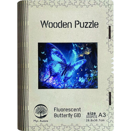 Dřevěné puzzle Motýl A3 GID svítící ve tmě