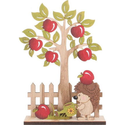 Dřevěný strom s plotem a ježkem 23 cm