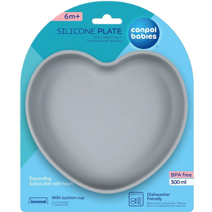 Silikonový talíř s přísavkou srdce modrý