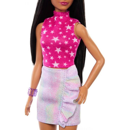 Barbie Modelka sukně a růžový top s hvězdami