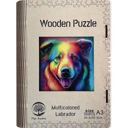 Dřevěné puzzle Vícebarevný labrador A3