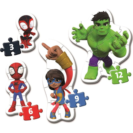 Moje první puzzle 3, 6, 9 a 12 dílků Spidey Marvel - Spidey a jeho úžasní přátelé