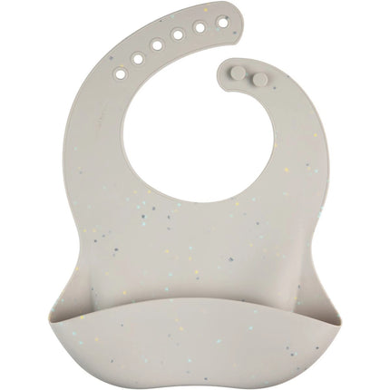 Silikonový bryndák s kapsou Dots šedý