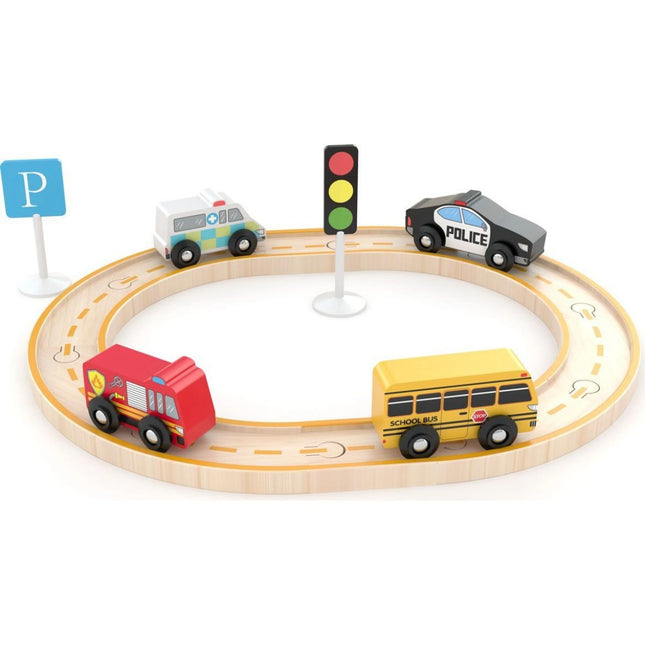 J'ADORE Hrací set s kolejemi Městská vozidla 16 ks