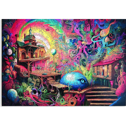 Dřevěné puzzle Trippy svět A3