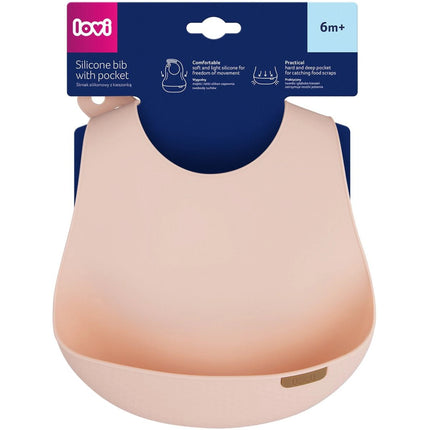 Silikonový bryndák s kapsou Nude