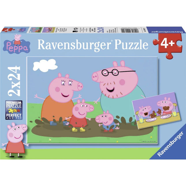 Ravensburger Puzzle: Prasátko Peppa Šťastná rodina 2 x 24 dílků