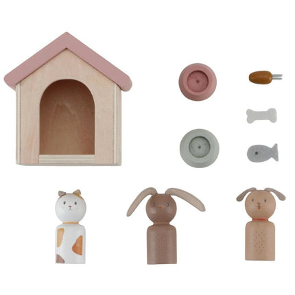 Sada domácí mazlíčci do domečku pro panenky dřevěná