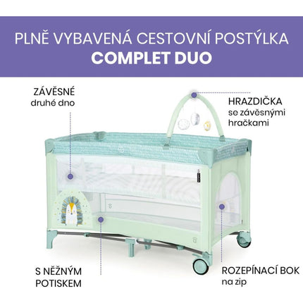 Asalvo Cestovní postýlka Complet duo hedgehog, druhé dno, hrazdička
