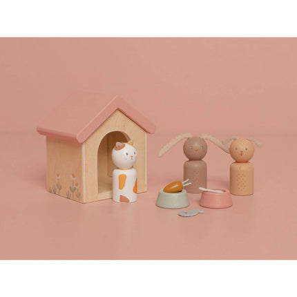 Sada domácí mazlíčci do domečku pro panenky dřevěná