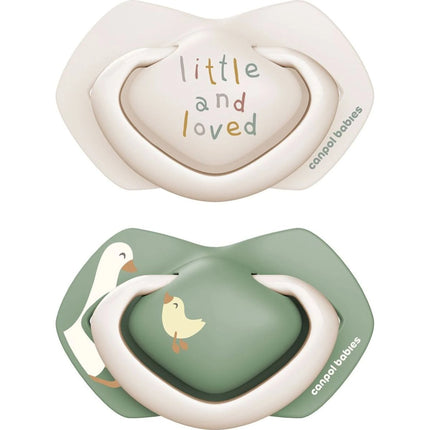 Dudlík silikonový symetrický Light touch Goose 18m + 2 ks