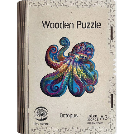 Dřevěné puzzle Chobotnice A3