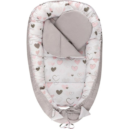 Hagi Hnízdečko s polštářkem soft Srdíčka šedá