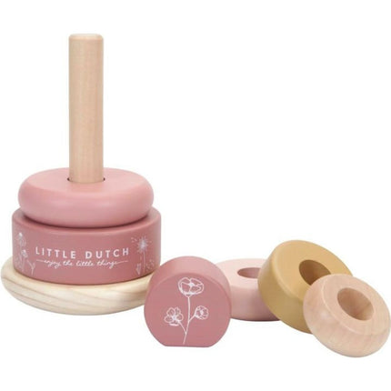 Nasazovací kroužky dřevěné Pink Flowers (12)