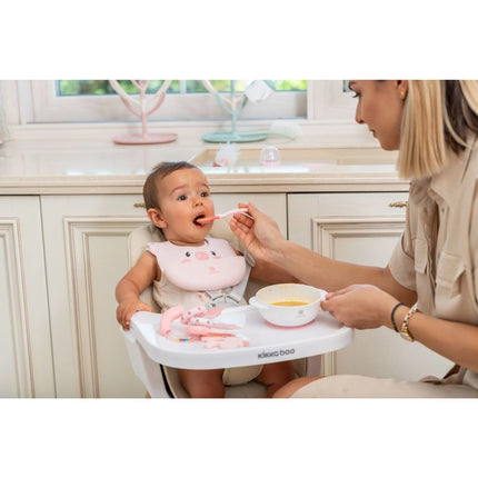 Miska s přísavkou, víčkem a lžičkou s tepelným senzorem Pink