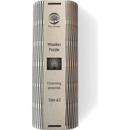 Dřevěné puzzle Páv A3