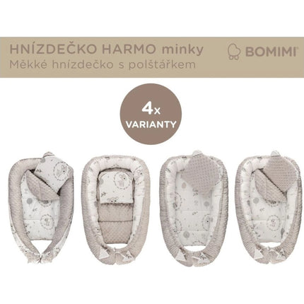 Bomimi Harmo Hnízdečko s polštářkem minky Koloušek šedá