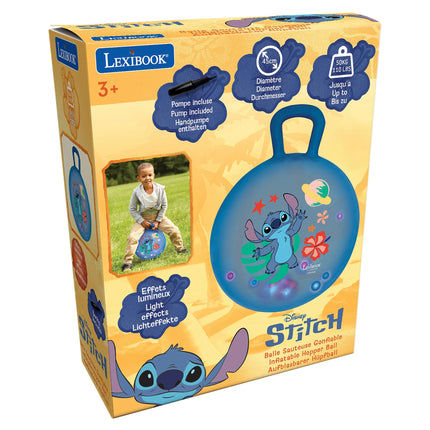 Lexibook Nafukovací skákací míč se světelnými efekty 45 cm tmavě modrý - Disney Stitch