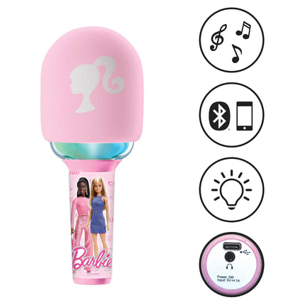 Lexibook Svítící bezdrátový karaoke mikrofon - Barbie