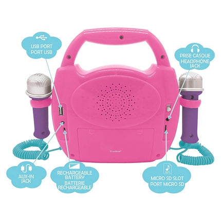 Lexibook Svítící digitální karaoke přehrávač se 2 mikrofony - Jednorožec