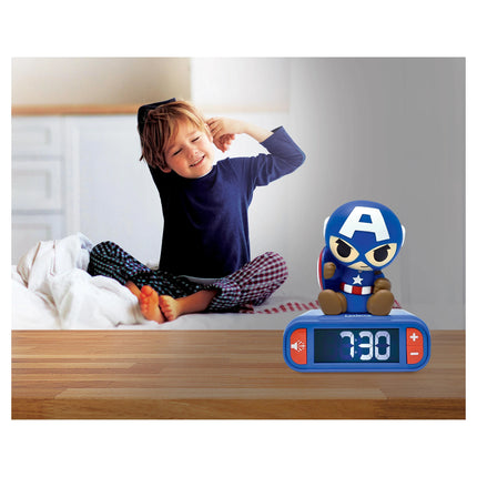Lexibook Budík s nočním 3D světlem Captain America - Avengers