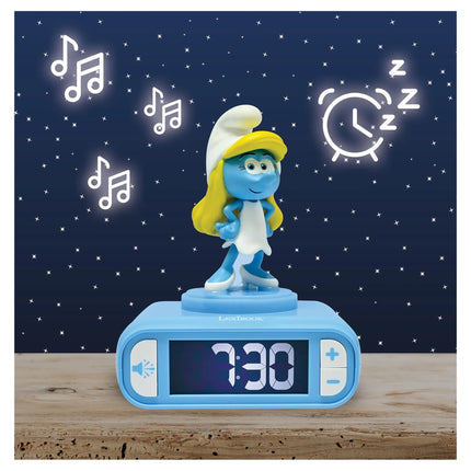 Lexibook Budík s nočním 3D světlem Šmoulinka - Šmoulové