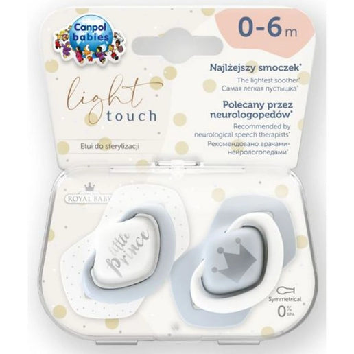 Set symetrických silikonových dudlíků Light touch 0-6m Royal Baby modrý