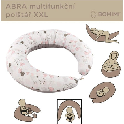 Abra multifunkční polštář XXL Srdíčka růžová šedá