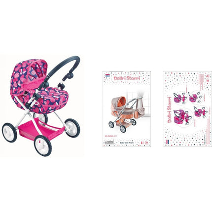 Kočárek hluboký růžový se vzorem