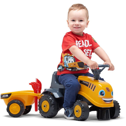 FALK Odstrkovadlo Traktor JCB žluté s volantem a valníkem