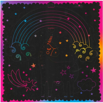 Sada škrabacích obrázků s doplňky Jednorožci 19 x 22 cm