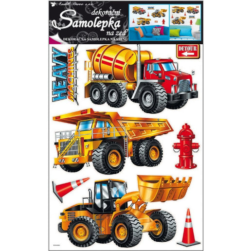 Samolepky na zeď Stavební stroje 60 x 42 cm