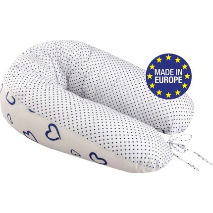 Ados kojící polštář 150 x 30 cm Srdíčka puntíky modrá bílá