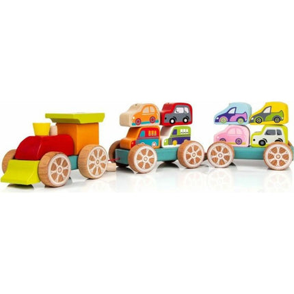 CUBIKA Vláček s auty dřevěná skládačka