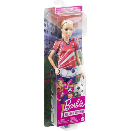 Barbie Fotbalová panenka v červeném dresu
