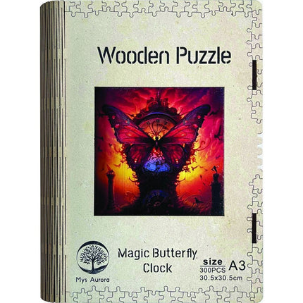 Dřevěné puzzle Motýlí hodiny A3