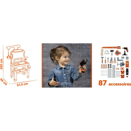 Smoby Black+Decker Pracovní dílna s jeřábem Bricolo Builder