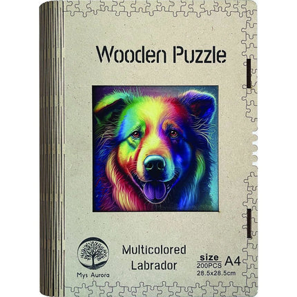 Dřevěné puzzle Vícebarevný labrador A4