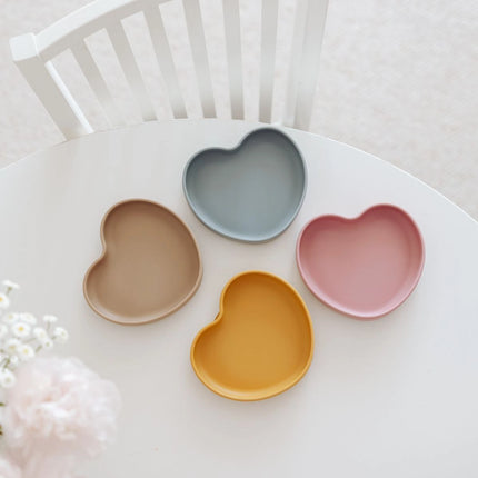 Silikonový talíř s přísavkou srdce žlutý