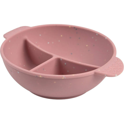Silikonová dělená miska s přísavkou Dots 360 ml růžová