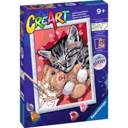 CreArt Kotě s medvídkem (se třpytkami)
