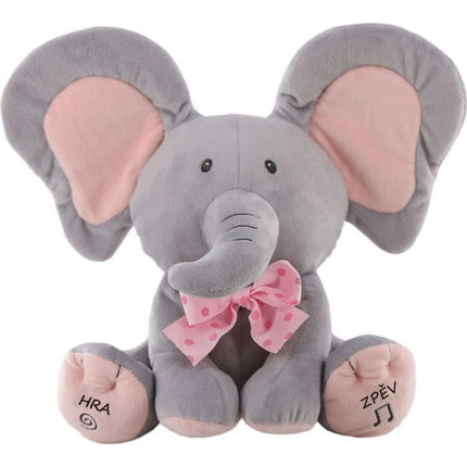 Sloník hra na schovávanou 25 cm růžový