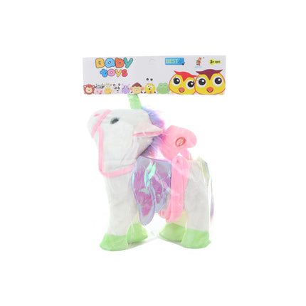 Jednorožec 3 barvy plyšový na baterie bílý 28 cm