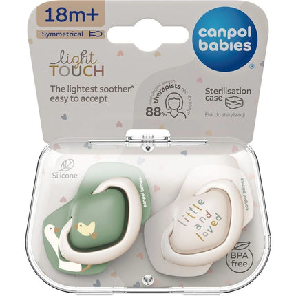 Dudlík silikonový symetrický Light touch Goose 18m + 2 ks