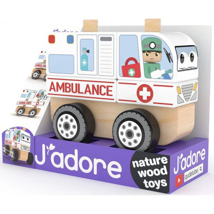 J'ADORE Skládací dřevěné auto Ambulance