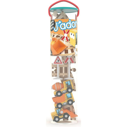 J'ADORE Hrací set s kolejemi Stavební stroje 15 ks