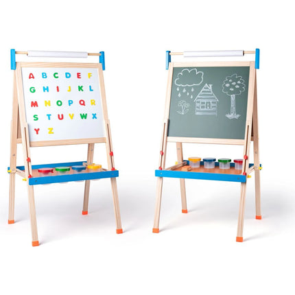 Tabule ABC s písmeny s rolí papíru a kelímky