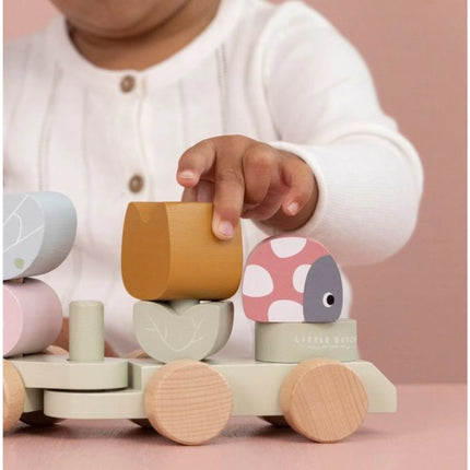 Vláček dřevěný Květiny a motýli